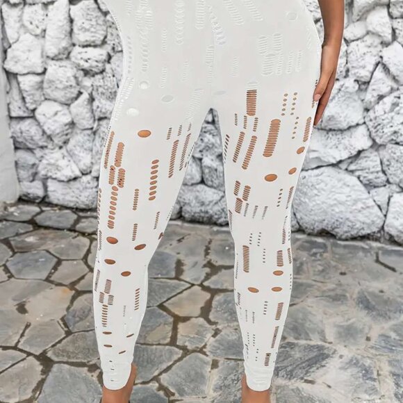 Women's Brand New High-Waisted Holey Full-Length Leggings & Are High-Waisted - Picture 3 of 6